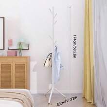 2/1pc Wooden Clothes Hanger, Freestanding Garment Rack With 8 Hooks, 3 Adjustable Height Slots, For Clothes, Hats, Handbags, Coats, Easy Assembly, Suitable For Entrance, Bedroom, Corridor, Office (New Black)