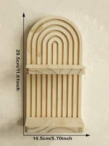 1 Pc Wooden Arched - Top Wall Shelves, Vertical Slat Design Decorative Display Shelves, Modern Home Decor For Living Room & Bedroom, Storage Shelves For Displaying Decorative Items