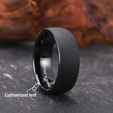 1pc 8mm Black Matte Tungsten Steel Ring, Durable & Scratch Resistant, Laser Engravable For Personalization, Suitable As Wedding Band Or Gift - Black - View 3