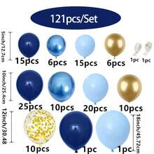 121 Peças Kit de Arco e Guirlanda de Balões de Látex Azul Noite e Dourado para Decoração de Casamento, Aniversário, Formatura, Chá de Bebê, Bottom de Festa