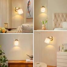 Adjustable Indoor Wall Light With Switch, Gold Wall Light With Beige Linen Lampshade, E27 Rotating Bedside Wall Light, Suitable For Bedroom And Living Room