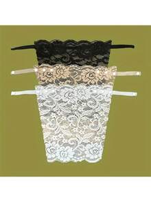 3pcs Elegant Floral Glare Proof Bra Pad - Fashionable & Comfortable Bra Enhancer, Lace Knitted Liner Suitable For Random Women Styles
