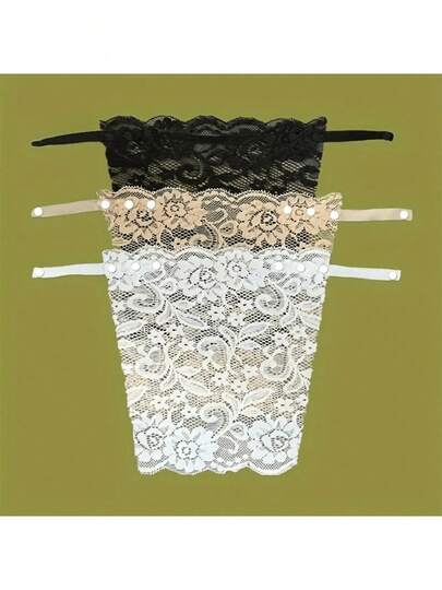 3pcs Elegant Floral Glare Proof Bra Pad - Fashionable & Comfortable Bra Enhancer, Lace Knitted Liner Suitable For Random Women Styles