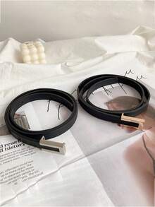 1 Piece - Customized Retro Small Thin Ins Style Belt, Personalized Name, Create A Fashionable And Personalized Belt, Suitable For Suits And Coats, Fashionable And Stylish, Retro Charm Fusion Ins Style, Mother's Day Gift, - Send To Friends, - Send To Yourself, - Send To Family - Multicolor - View 3