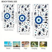 Ultrasoft Microfiber Beach Towel With Blue Eye Design - Quick Drying & Sand-Free, Great For Travel And Pool Essentials Summer Holiday Bathroom Decor Beach Essentials