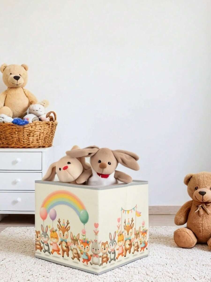 1PC 30X30X30 Cute Animals Lidless Box Toy Basket - Laundry Basket - Bathroom Organizer - Storage Organizer - Storage Box - Multicolor - View 1