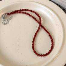 1pc Minimalist Vintage Red Beaded Necklace, Elegant Choker Necklace