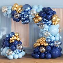 121 Peças Kit de Arco e Guirlanda de Balões de Látex Azul Noite e Dourado para Decoração de Casamento, Aniversário, Formatura, Chá de Bebê, Bottom de Festa