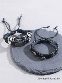 Men's Guitar-Shaped Bracelet, Suitable For Daily Wear - Black - View 8