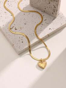 1 Stück minimalistischer, vielseitiger Herz- & Buchstaben 18K Goldplattierter Edelstahl Anhänger Halskette, geeignet für den täglichen Gebrauch und als Geschenk zum Geburtstag/für Paare