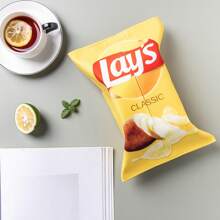 1pc Creative Potato Chip Shaped Tissue Box, Space Saving, Auto Sofa Paper Towel Case Storage, Square Tissue Box Tissue Cube Box Creative Potato Chips Bag Auto Sofa Tissue Box Storage, Suitable For Living Room, Dining Room, Bedroom