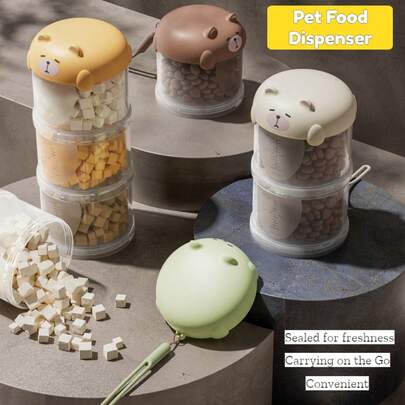 Recipiente portátil para armazenamento de lanches para animais de estimação, para uso interno e externo, transparente com medidas claramente marcadas, à prova de vazamentos e fácil de limpar, adequado para cães e gatos