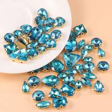 50 颗金底混合形状玻璃水钻，带金底 - 多面仿蛋白石，适用于 DIY 工艺品、服装、婚纱、鞋子和珠宝装饰 - 彩色 - 查看 17