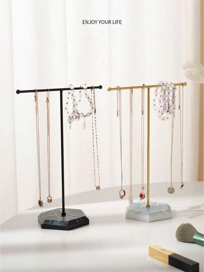 1pc T-Shape Necklace Earring Display Stand, Removable Density Board Base, Home & Store Jewelry Organizer