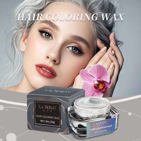 LA ROSAT 50g Silver Gray Temporary Hair Wax, Easy To Apply And Wash Out, Restores Original Hair Color After Rinsing, Plant-Based Formula, Suitable For Parties, Festivals And Special Occasions