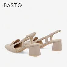 BASTO Besthito Metallic Buckle Chunky Heel Open Toe Women Sandals RJF19BH3