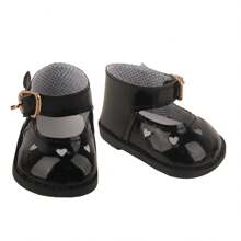 1 Pair Of Doll Shoes Fit For 18/14 Inch American Dolls, Fashionable Doll Heart-Shaped Patent Leather Shoes With Hollow-Out Decor And Buckle Design, Available In White, Red, And Black, Perfect Gift For Girls And Boys On Birthday, Holidays
