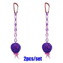 Naturalny rattan i łańcuch PE zabawka dla papugi, zawieszka, odpowiednia dla ptaków, chomików i innych małych zwierząt do żucia, różne rozmiary, losowe akcesoria kolorowe, do użytku przez cały rok