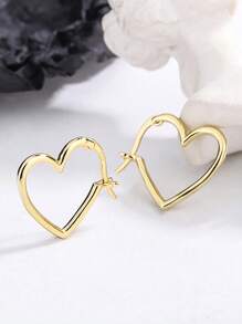 1pair Sterling Silve 925 Heart Stud Earrings With Jewelry For Women Valentine's Day Casual Fine Ladies Jewelry Gift Valentines