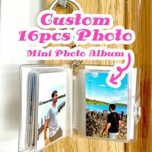 1 pièce Album photo portable personnalisé, album de collection en pochette PVC, album porte-clés + mini rangement de cartes, convient pour les vacances, la remise des diplômes, le mariage, l'anniversaire, les commémorations, toutes les saisons. Mini album photo portable en PVC transparent avec pochettes, peut contenir des photos/cartes/pièces d'identité. Harmonie domestique