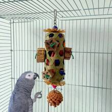 Parrot Hanging Bite Wooden Colorful Shredding Crinkles Parrot Chew Toys Natural Foraging Sola For Conures Cockatiels Parakeets