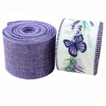 1 Stück lila Schmetterling Kropfband mit Drahtrandschleife Stirnband, DIY Bastel-Nähgeschenk-Verpackung Kunstleinenbandage