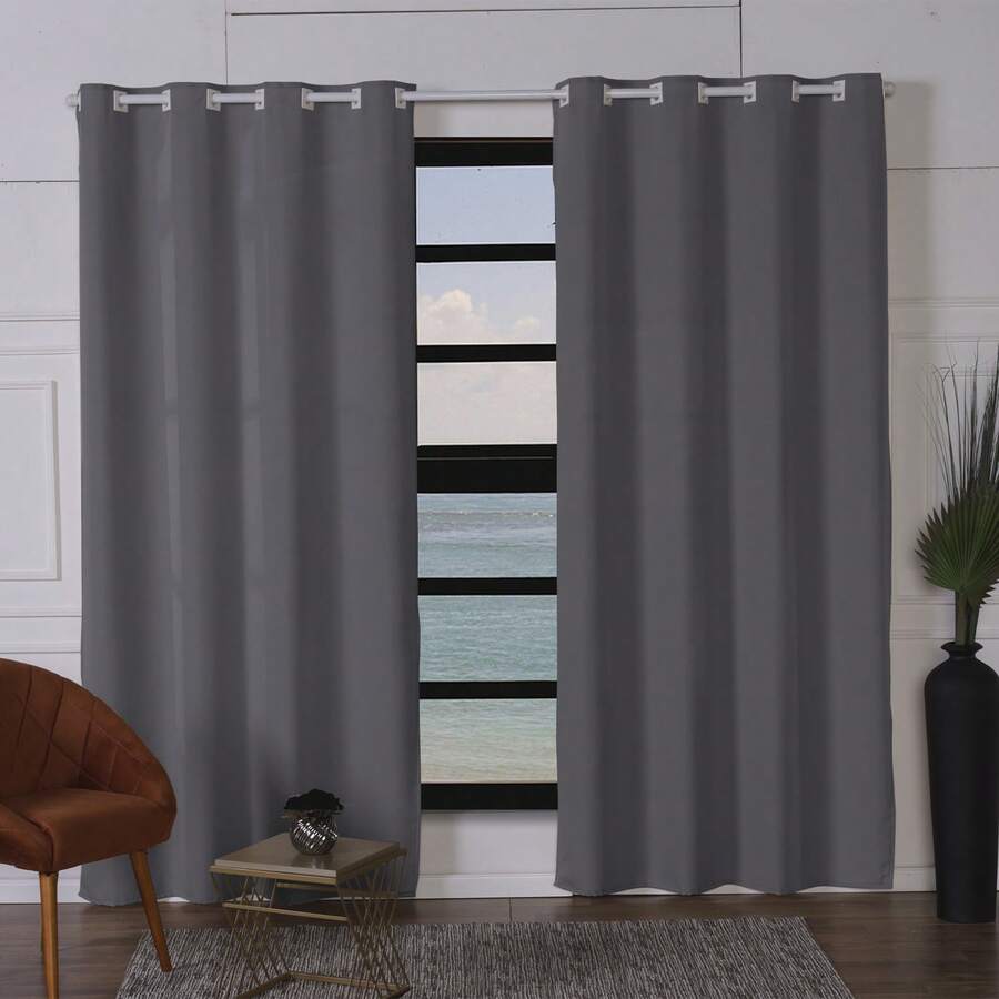 Cortina Decorativa 4,00 x 2,20 Tecido Microfibra Sala e Quarto - Cinza - Visão 1