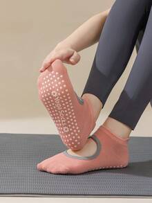 1/3/5/9 Pairs/Pack Spring And Summer Women's Thin Random Sports Socks Hollow Yoga Pilates Silicone Non-Slip Suitable For Indoor Fitness Aerobics Running Stretching Exercise With Grip Floor Socks - Multicolor - View 5