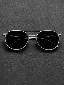 1 Pair Men's Metal Double Beam Vintage Street Fashion Glasses, Suitable For Daily Commuting And Photo Shoots