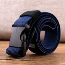 KUDYP Thick & Long Plus Size Casual Solid Color Nylon Webbing Belt, Elastic Waistband For Pants, Wide 3.8cm, Suitable For Spring, Summer, Autumn & Winter, Strong High Elasticity, Plastic Buckle, Non-Metallic, Can Pass Security Check, Tool Hanging