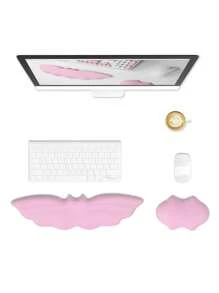 1 Set Bat-Shaped PU Leather Keyboard Wrist Rest And Mouse Wrist Pad With Anti-Slip Silicone Bottom, Soft And Comfortable, Hand Support To Relieve Fatigue, Suitable For Office Desktop Computer/Laptop Workstation, Luxury Wrist Rest
