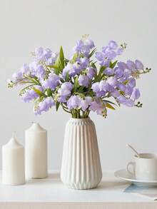 6/12 株人造铃兰、仿紫铃花、风铃兰花、丝绸花、婚礼花束、五月花、餐桌中心装饰、家庭花园、婚礼派对装饰 - 紫色 - 查看 4