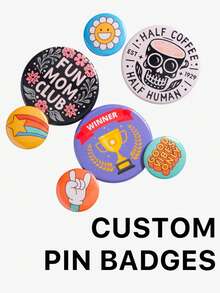1/3/5/10/30/50/100/500pcs, Customized Design Badges/Pins, Customizable Text/Logo/Photo, Personalized Text Badges, Customized Pins, Personalized Backpack Badge Accessories, Customized Bags - Multicolor - View 4
