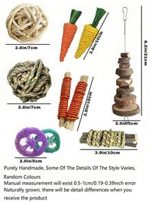 7pcs/12pcs/8pcs Pet Teeth Grinding Set, Gift For Rabbit, Hamster, Toy Set For Small Pets For Play And Entertainment, Animal Festival Gift, Valentine's Day Animal Gift, Rabbit Teeth Grinding Toy, Hamster Teeth Cleaning Toy, Wooden Toy Set, Wooden Chew Toy, Unicycle Dumbbell, Red Carrot, Apple Wood Swing And Seesaw, Hamster Toy