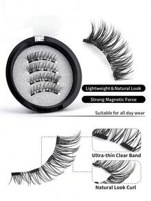 MAGEFY 1/2 Pair CC Curly Magnetic False Eyelashes Set - Natural Looking Reusable Eyelashes, 8-12mm Faux Mink Lashes, Suitable For Daily Wear, Waterproof, Magnetic Clips, No Glue Needed, Cartoon Style Mixed Pointed Tail, Lengthening & Volumizing, Ideal For Party, School, Work And Travel - Natural Lashes - View 7
