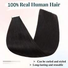 40pcs/100G , Thick Tape In Human Hair Extensions ,Seamless Invisible Skin Weft Extensions , Remy  Human Hair,Silky Straight For Fashion Women  ,10-26inch ,Easy To Apply (Natural Black 1B# ) - Natural Black - 查看 4