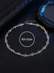 1pc Men's Punk Cross Vintage Pendant Necklace, Fashion Minimalist Versatile Fit For Daily Wear And Couples Gift