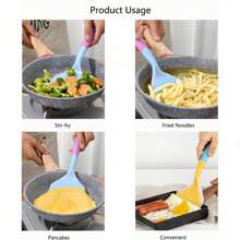 1pc Non-Stick Pancake & Fried Egg Frying Pan And Silicone Spatula Kitchen Utensil - Premium Non-Stick, Heat-Resistant, Ergonomic Design For Effortless BBQ Steak, Pizza Baking & Cooking - Durable, Easy To Clean, And Dishwasher Safe