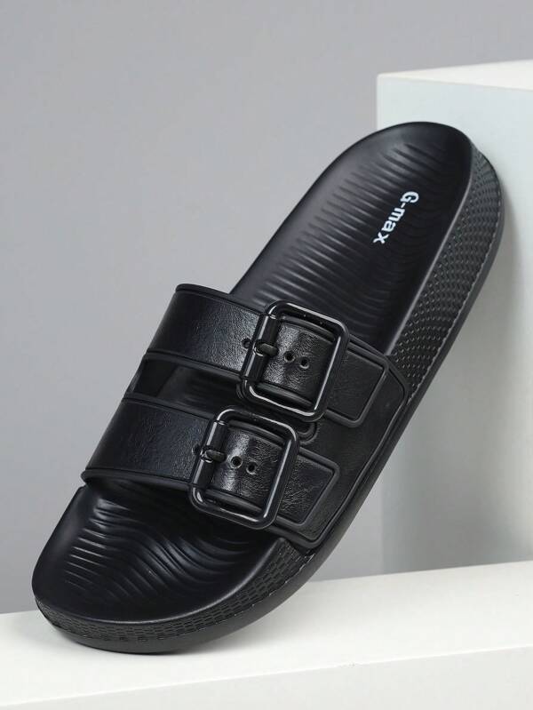 Men's Dual Strap Camouflage Slippers, Anti-Slip, For Home, Office, Outdoor, Beach, Summer