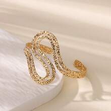 Brazalete ancho de acero inoxidable con diseño de flor para mujer, pulsera de estilo vintage geométrico simple con acabado mate, joyería de moda, regalo nuevo