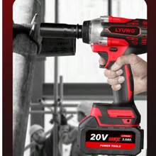 LYUWO Power Tool, Rechargeable Lithium Battery, 420N. M Electric High Torque Wrench, Suitable For Small And Medium-Sized Car Maintenance And Stage Bracket Maintenance. It Can Rotate Clockwise Or Counterclockwise And Can Be Equipped With A Drill Bit. It Is Dual-Use And Has LED Lights. Drill Bits And Accessories Are Given As Gifts