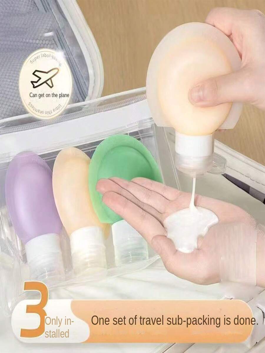 1/2/3 Pieces Silicone Travel Dispenser Bottles For Portable Travel Magic Shampoo And Body Wash Small Bottles With Sealed And Leak-Proof Design, Reusable For Skincare And Makeup Removal Samples. Leak-Proof Dispenser Is Suitable For Travel Carrying And Home Use For Toiletries And Body Wash. - Multicolor - View 1