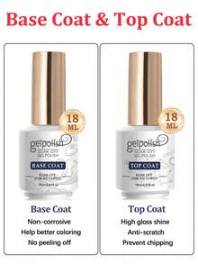 2支装18毫升底胶和免擦洗封层套装 - 光泽持久，可卸除LED美甲灯，底胶和封层打造完美美甲造型，女士美甲礼物，1/2/3支装底胶+免擦洗封层+哑光封层 - 無色 - 查看 3