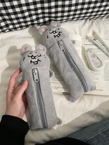 1 件可爱灰色老鼠铅笔盒、卡通可爱女孩铅笔文具袋、青少年学校用品、大学生桌面收纳袋、便携式收纳袋、多功能收纳袋，可容纳书写工具、尺子、橡皮擦等，返校、学校用品、铅笔袋、书包 - 彩色 - 查看 8