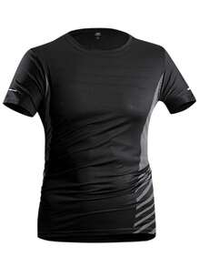1 pieza Camiseta de mujer de secado rápido, camiseta de manga corta de cuello redondo de seda de hielo, sudadera elástica transpirable de secado rápido, adecuada para entrenamiento fitness de mujeres - Negro - Ver 5