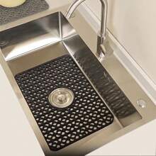 Silikonschutz für Spüle, mit Ablaufloch in der Mitte, hitzebeständig und rutschfest, spülmaschinenfest, Spülbeckenmatte für den Boden von Landhausküchen-Edelstahlspülen, rutschfeste Küchenmatten für die Seite der Spüle, natürliches und hygienisches Küchenessential für Zuhause und Küchendekoration, Teil Ihrer gemütlichen Herbst- und Winterstile sowie Weihnachtsdekorationen