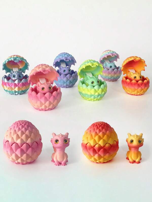 1pc 3D Printed Crystal Little Dragon Egg Set, Flip Cute Little Dragon Realistic Dragon Egg, Creative Model Decoration, Suitable For Home And Office Decoration, The Best Toy Craft Gift For Men, Christmas Gift, (Random Eye Color)