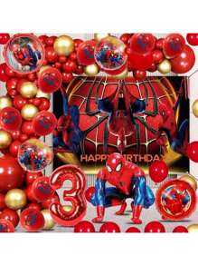 64PCS New Spider-Man Theme Balloon Set Birthday Party Decorations Superhero Balloons Backdrop Banner For Birthday Party Scene Layout
