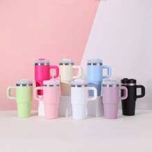 1-Piece Tumbler, Travel Mug With Lid, 14 Ounces Stainless Steel Insulated Water Bottle With Handle, Portable Drinking Cup For Car, Home, Office, Summer Drinkware, Travel Accessories, Birthday Gift