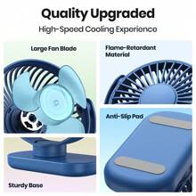 TOPK TOPK Mini USB Desk Fan, 360° Rotation 3 Speeds With Powerful Airflow, Stylish Design Brushless Motor High-Quality Construction Portable Personal Cooling Fan For Bedroom Home Office Desktop Travel